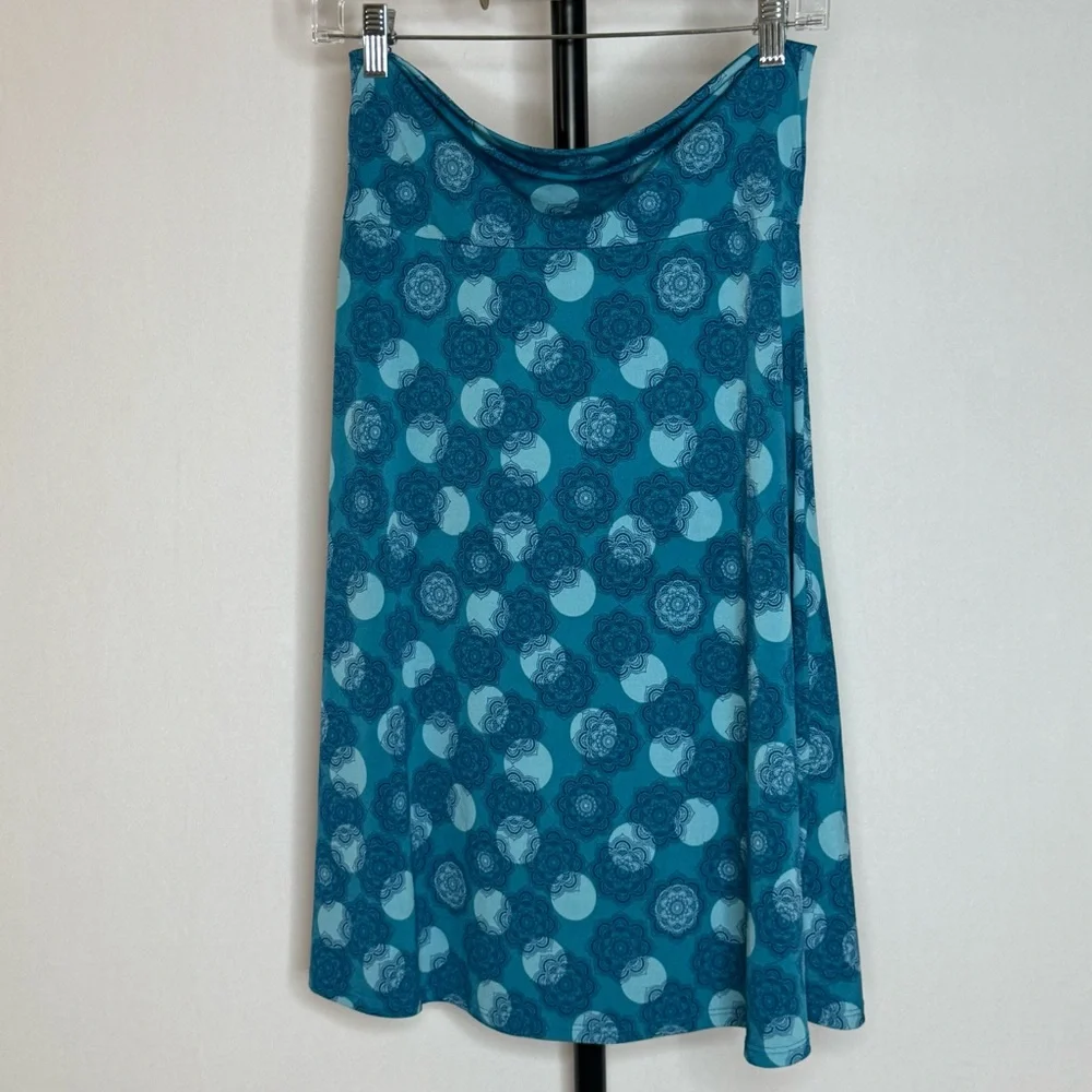 LuLaRoe Blue Monochrome Floral midi skirt